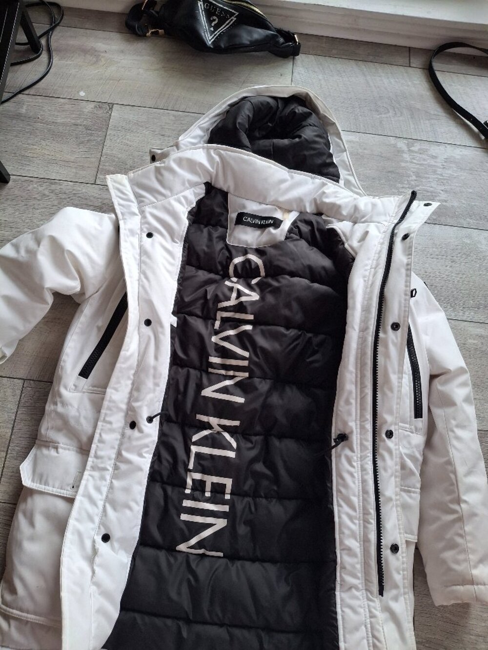 White Calvin Klein mens parka medium